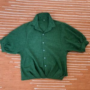 Green button up blouse